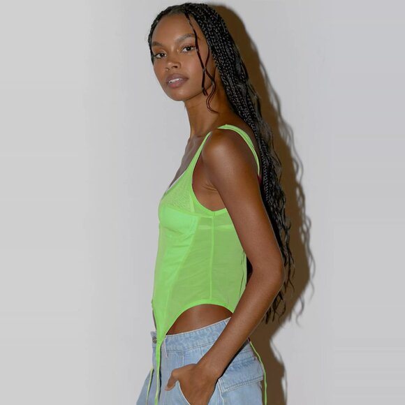 NWT Urban Outfitters Out From Under Double Take Garter Belt Corset Green Small - Picture 4 of 9